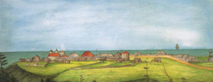 Settlement Ross, 1841, by Russian naturalist and artist Ilya Gavrilovich Voznesenskii