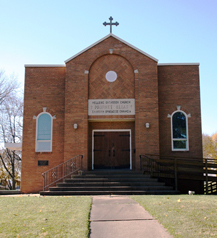 Front facade of St. Elias the Prophet Greek Orthodox Church in Dubuque